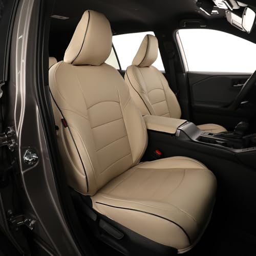 Image of EKR Rav4 Seat Covers Custom Fit for Toyota Rav4 (Hybrid) SE /XSE 2026, Car Seat Cover Full Set for SUV,Factory-Style Interior Upgrade, Easy-Wipe Protection,Faux Leather(Beige)