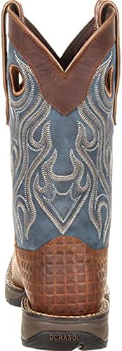 Durango mens Rebel By Durango Steel Toe Pull-on Western Mid Calf Boot, Dark Brown and Blue Denim, 9.5 Wide US | Image 3