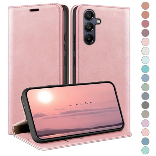 Étui Samsung Galaxy A34 5G en cuir premium HUOUH portefeuille de luxe or rose