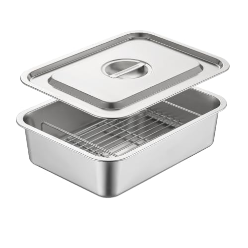 4 inch Deep Roasting Pan Turkey Roaste with Rack and Lid