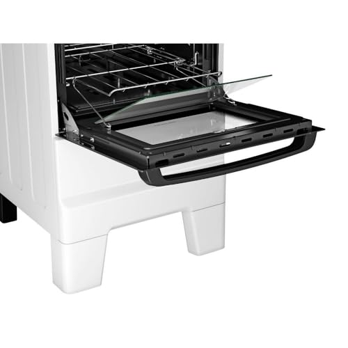 Fogão Esmaltec 4 Bocas Ideal Master Mesa Inox Tampa de Vidro Forno 50 Litros Branco T4ITB Bivolt