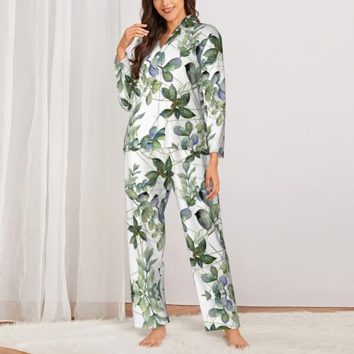 Pyjama 2 pièces vert eucalyptus pour des soirées cocooning