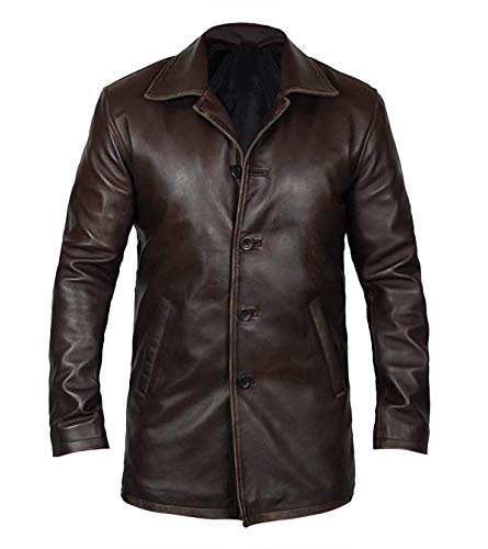 Men's Vintage Supernatural Jensen Ackles Genuine Leather Dean Winchester Car Pea Coat Jacket2