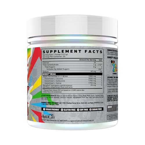 GHOST BCAA Powder Amino Acids Supplement, Sour Strips - 30 Servings - Sugar-Free Intra, Post & Pre Workout Amino Powder & Recovery Drink, 7G BCAA - Image 3