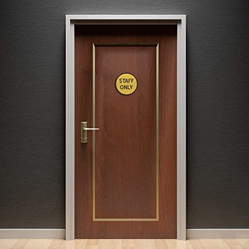 Image of Premium Brush Finish Golden Acrylic Sign Easy to Mount Double Side Tape 6 Inch Signage Self-Adhesive Business Stores Cafe Shop Hospital School Office Hotel (Staff Only)