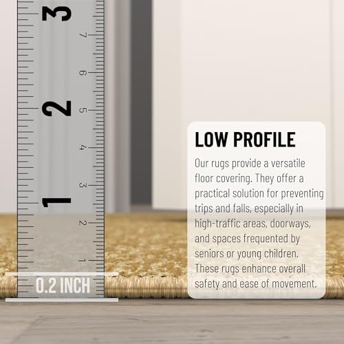 Sweet Home Stores Washable Non-Slip Solid Design Rubberback Area Rug/Mat for Kitchen, Hallways, Bathroom, Entrance, Bedroom, 2'3" x 3', Beige