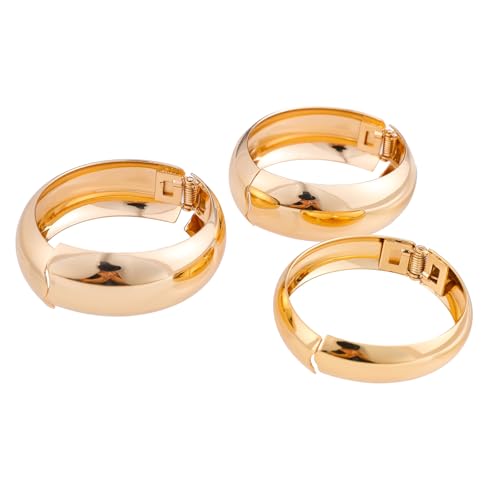 3PCS Gold Chunky Open Cuff Bracelets for Women Adjustable Minimalist Irregular Bangle Bracelets