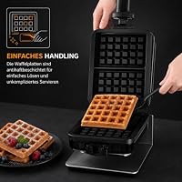 KRUPS Doppelwaffeleisen Professional, drehbares Waffeleisen für 2 belgische Waffeln, knusprig & gleichmäßig backen, 7 Bräunungsstufen und Antihaftbeschichtung, spülmaschinengeeignet, Edelstahl/Schwarz – Ansicht 6