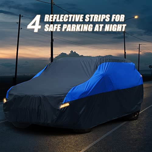 Image of SUV Car Cover Waterproof All Weather,Cover Full Exterior Cover Windproof Outdoor Full Car Cover UV /Snow /Hail /Dust Protection Fit SUV Jeep-Length 190 inch to 200 inch