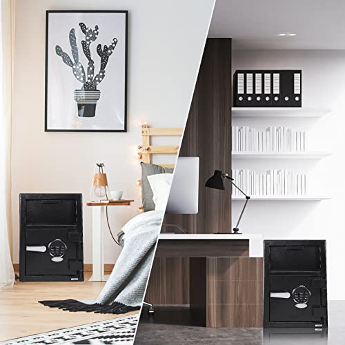 Depository Safe Digital Depository Safe Box, 13.7'' X 15.7'' X 19.2'' Electronic Steel Safe With Keypad, Locking Drop Box With Slot, Metal Lock Box With Two Emergency Keys For Your Valuables #TOP4