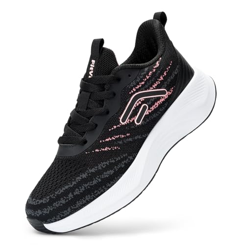 FitVille Womens Gym Shoes Trail Running Shoes Max Cushioning Lightweight Cross Trainer Shoes for Women Gym Women Slip On Cross Training Shoes for Flat Feet (JetBlack, 7.5 Medium)