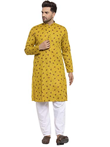 Image of KRAFT INDIA Men's Cotton Printed Stylish Ethnic Wear Kurta Pyjama