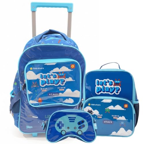 Kit Lancheira Penal Mochila Infantil Escolar Gamer C/Roda