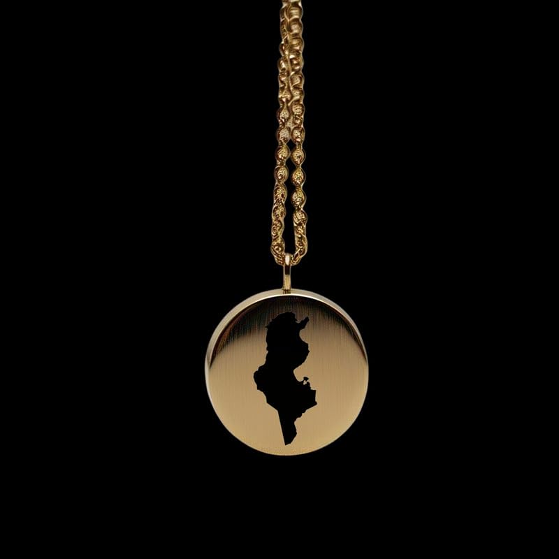 Pendentif carte de la Tunisie en or 14 carats, médaillon gravé aventure premium - 2