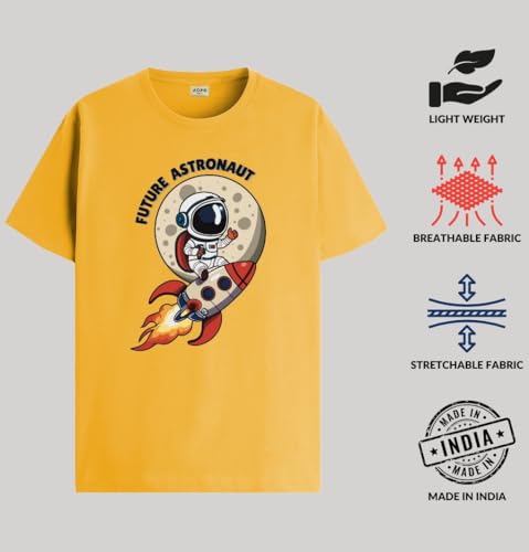 Image of ADRO T Shirts for Boys & Girls | Astronaut Printed T-Shirt | Ages 3-14 | 100% Cotton Round Neck Tshirt for Boys