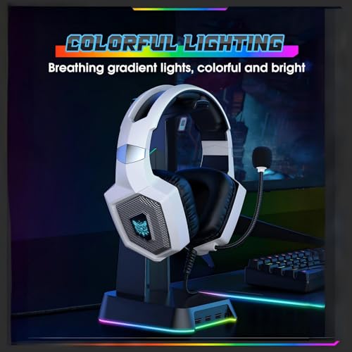 Image of Gaming Headset with Microphone, Gaming Headphones Compatible for PS4 PS5 Xbox PC with RGB Lights, PlayStation Headset with Noise Reduction 7.1 Surround Sound Over-Ear and Wired 3.5mm Jack