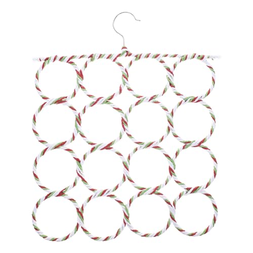 TOKIDNY Organizador para Bufandas Plegable con 16 Anillos, Soporte Multifuncional para Colgar Cinturones, Pañuelos y Fulares, Percha Resistente para Armario, Ahorro de Espacio y Orden en Ropa