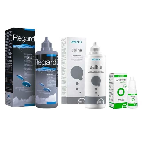 Solución Única Regard 355ml + Saline 350ml + Lacri-fresh Comfort 15ml para Limpieza, Enjuague e Hidratación | Pack Cuidado Lentillas