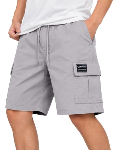 Image of Veirdo Men Twill Woven Cargo Shorts Lightweight Summer & Outdoor Wear Drawstring Waist Multi Pocket Design Adjustable Fit Comfortable, (S to 2XL)