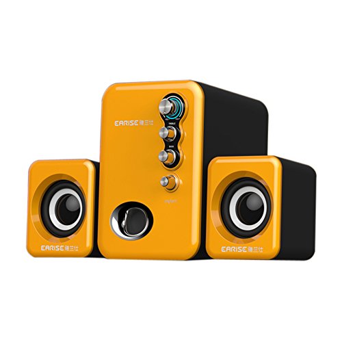 EARISE Q8 USB Powered 2.1 Stereo Computer Speakers with Subwoofer Orange