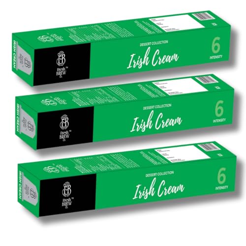 Image of Fresh Brew Co. Irish Cream Coffee | Intensity 6 | Medium Roast | Nespresso Compatible Capsules | Creamy & Nutty Flavours | 100% Arabica | 10 Aluminium Capsules Per Pack (Pack of 3)