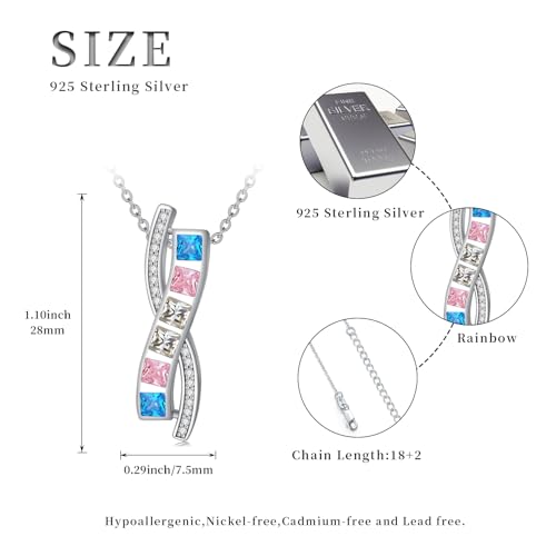 Pride Necklace Gifts for Women Men 925 Sterling Silver Rainbow Pride Pendant LGBT Gay Necklace Jewelry Gifts for Lesbian4