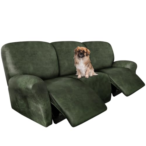 Image of ANARACHON Leather Look Recliner Couch Cover 8-Piece Recliner Sofa Slipcovers 3 Seater for Reclining Couches Furniture Protector Spandex Fabric Washable (Recliner Sofa, 03Tawny)