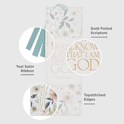 Image of Christian Art Gifts Cute Faux Leather Bookmark for Women: Be Still & Know