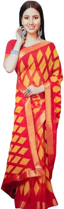 Fullness Women's Pure Latest Georgette Saree Block Printed Stylish With Unstitched Blouse Piece.