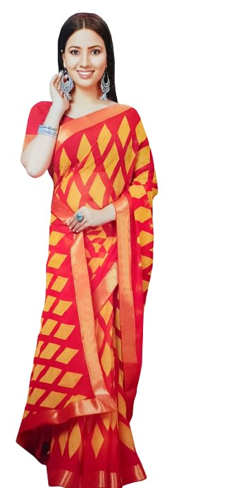 Fullness Women's Pure Latest Georgette Saree Block Printed Stylish With Unstitched Blouse Piece.