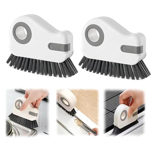 Image of 2 in 1 Groove Cleaning Brush,New Window Track Cleaning Tools Multifunction Grout Cleaner Tool with Tweezers and Scraper for Sliding Door Track, Window Seal, Sill (Gray 2 Pcs)