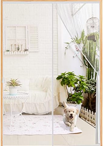 Elytsemoh Magnetic Screen Door White-Fit for Door Size 38x82inch, Screen Size 40x84inch, Heavy Duty Screen Mesh Keeps Bugs Out