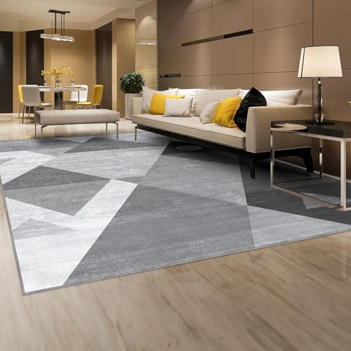 Image of HOMFINE Washable Modern Area Rug - Geometric Style 6x9 Rugs for Living Room, Bedroom, Machine Washable Rug Soft Non Slip Non Shedding Area Rug - Grey, 6'x9'