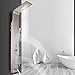 Happybuy 5 in1 Panel Tower System Stainless Steel Multi-Function Rainfall Waterfall Massage Jets Tub Spout Hand Shower for Home Hotel Resort, Unitary, Brushed Silver