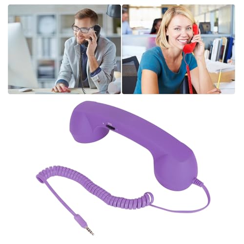 Vintage Retro Telefonlur med USB-C och 3,5 mm Uttag (Lila)