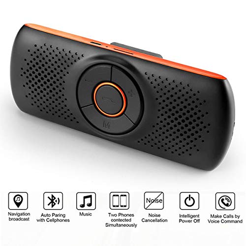 TIANSHILI Portable Bluetooth Speaker,Wireless in Car Handsfree Speakerphone, Stereo Sound Enhanced Bass Built-in Mic TF Card Player Google Assistant Voice Command for Car, Home, Outdoor (T826Orange)