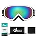 Odoland Snow Ski Goggles S2 Double Lens Anti-Fog OTG Windproof UV400 Eyewear for Men, Women and Youth-Skiing Snowboarding, White+Green