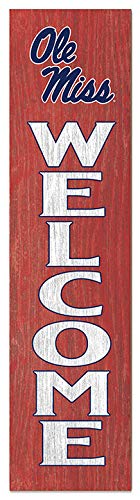 Ole Miss Rebels Welcome Porch Leaner, 11x46 Inches, Rebels Outdoor Welcome Sign; Display Your Team Spirit with This Mississippi Rebels Plaque