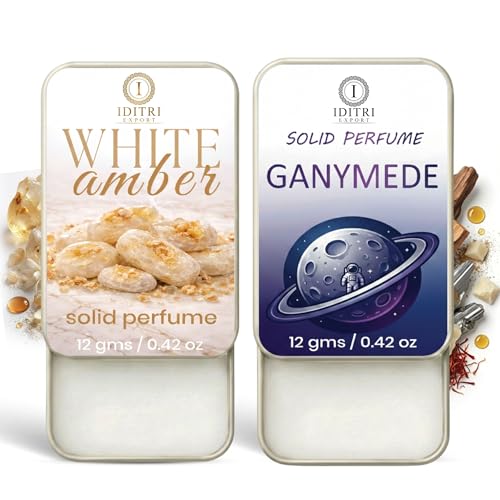 Image of IDITRI EXPORT Solid Perfume |Ganymede&White amber Alcohol Free Wax Perfume Balm, Long Lasting | Pocket Tin 12g, Pack Of 2| Non Greasy Smooth Glide, Travel Friendly Unisex Gifts He Or Her