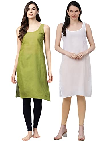 Image of Ada Womens Terivoile Cotton Suit Full Slip /Camisole (Pack of 2) A301831