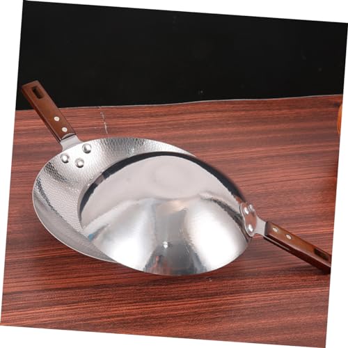 Wok de acero inoxidable con mango de madera HEALLILY miniatura 5