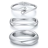 Chunky Silver Bracelets for Women: The chunky bracelets stack for women is designed of three chunky bangles. Each has a 2.36 in/6 cm inner diameter, fitting woman with wrist thickness ranging from 6.5-7.5 in/16.5-19 cm better. Perfect for a dainty si...