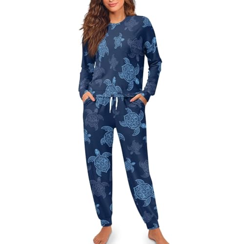 Image of Women's Pajamas Set Soft 2 Piece Loungewear Long Sleeve Pj Set Matching Sleepwear with Pockets for Women Plus Size