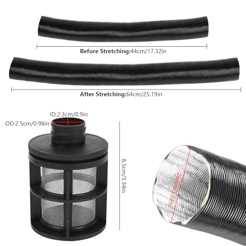 25mm Air Intake Filter with Intake Pipe and Seal Clamp Compatible with Webasto Eberspacher Diesel Parking Heater