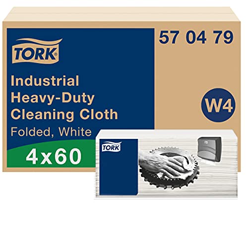 Tork Paño de limpieza industrial resistente blanco W4, multiuso, 4 x 60 paños, 570479