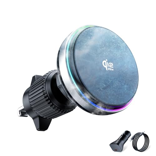 Cargador magnético de coche de 25W con refrigeración activa para rejilla de ventilación polmxs
