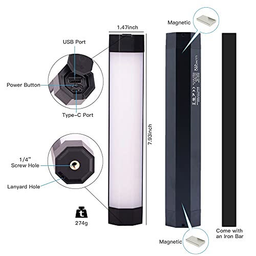 LUXCEO P200 LED Videoleuchte Leuchtstab Handheld Fotografie Licht Wasserdichtes 200-mm RGB Röhrenlicht,eingebauter… – Bild 4