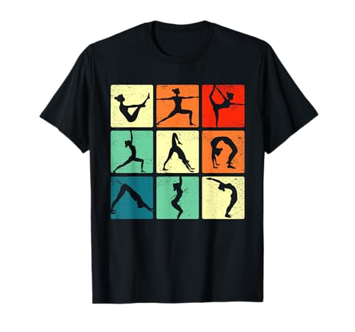 Regalo retro vintage para amantes del yoga con posturas de yoga Camiseta
