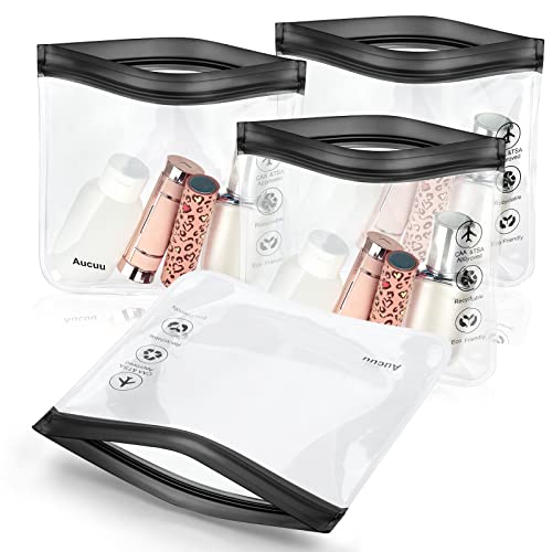 Aucuu 1L Flugzeug Beutel Flüssigkeiten,20x20cm Kulturbeutel Transparen Reise Kosmetiktasche,Transparent Kulturtasche,Auslaufsichere Reisekulturbeutel,Flughafensicherheit Zugelassene Flüssigkeitsbeutel