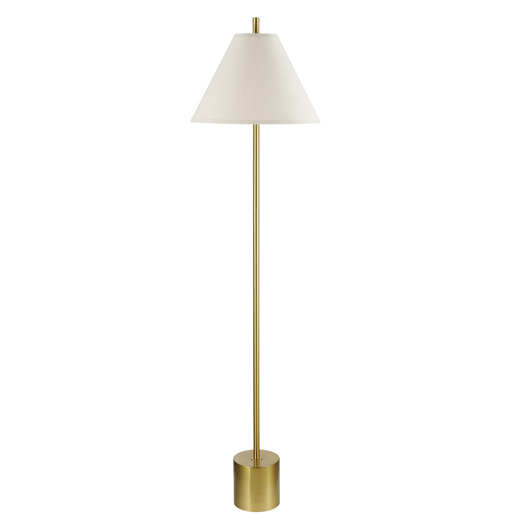 Photo 1 of **SCRATCHES ON METAL****Globe Electric 61000060 60" Floor Lamp, Matte Brass Finish, Beige Linen Shade, Heavy Weighted Base, Rotary Switch on Shade, Modern Standing Light for Living Room, Home Office Accessories